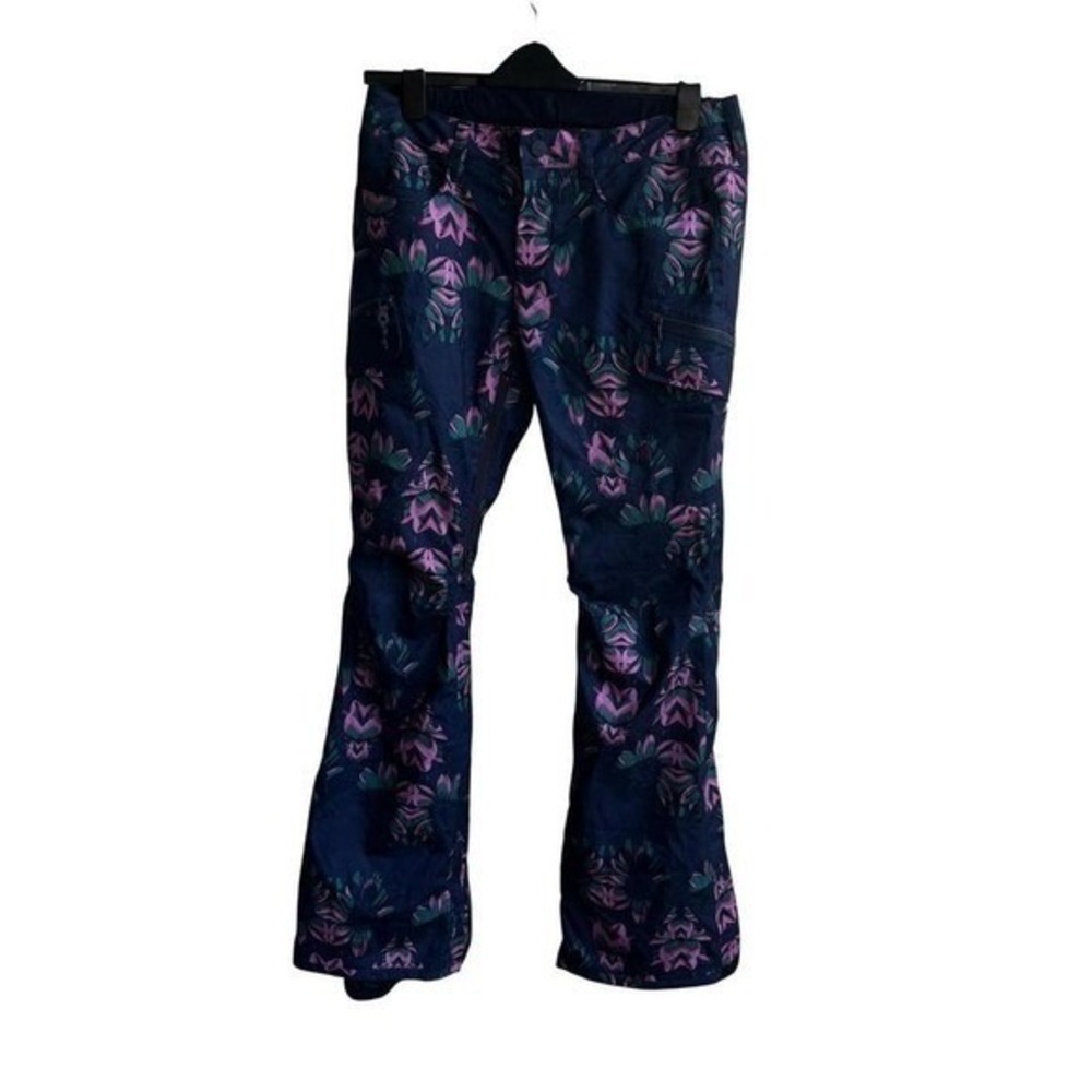 Burton Living Lining Snowboard Ski Pants Women's Size S Floral Blue Pink Green